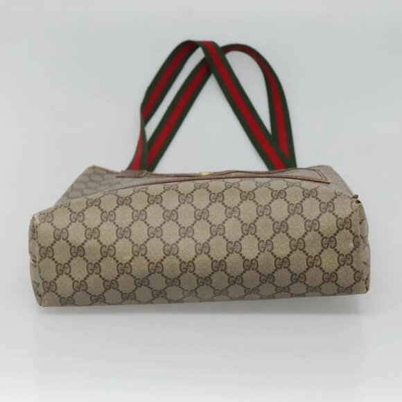 GUCCI GG Supreme Web Sherry Line Tote Bag PVC Beige 40 02 003 Auth 131395 - Picture 5 of 15
